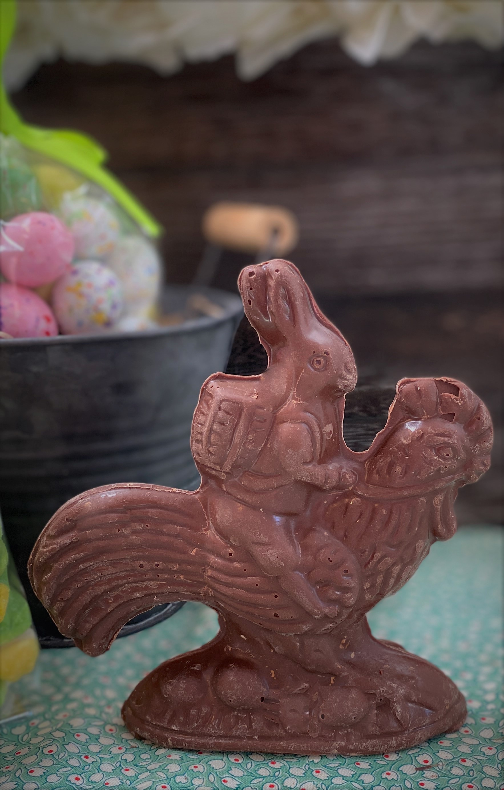 Gourmet Milk Chocolate Rabbit Riding a Rooster