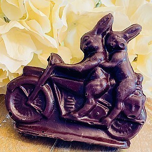 Milk Chocolate Two Bunnies on a Motorcycle